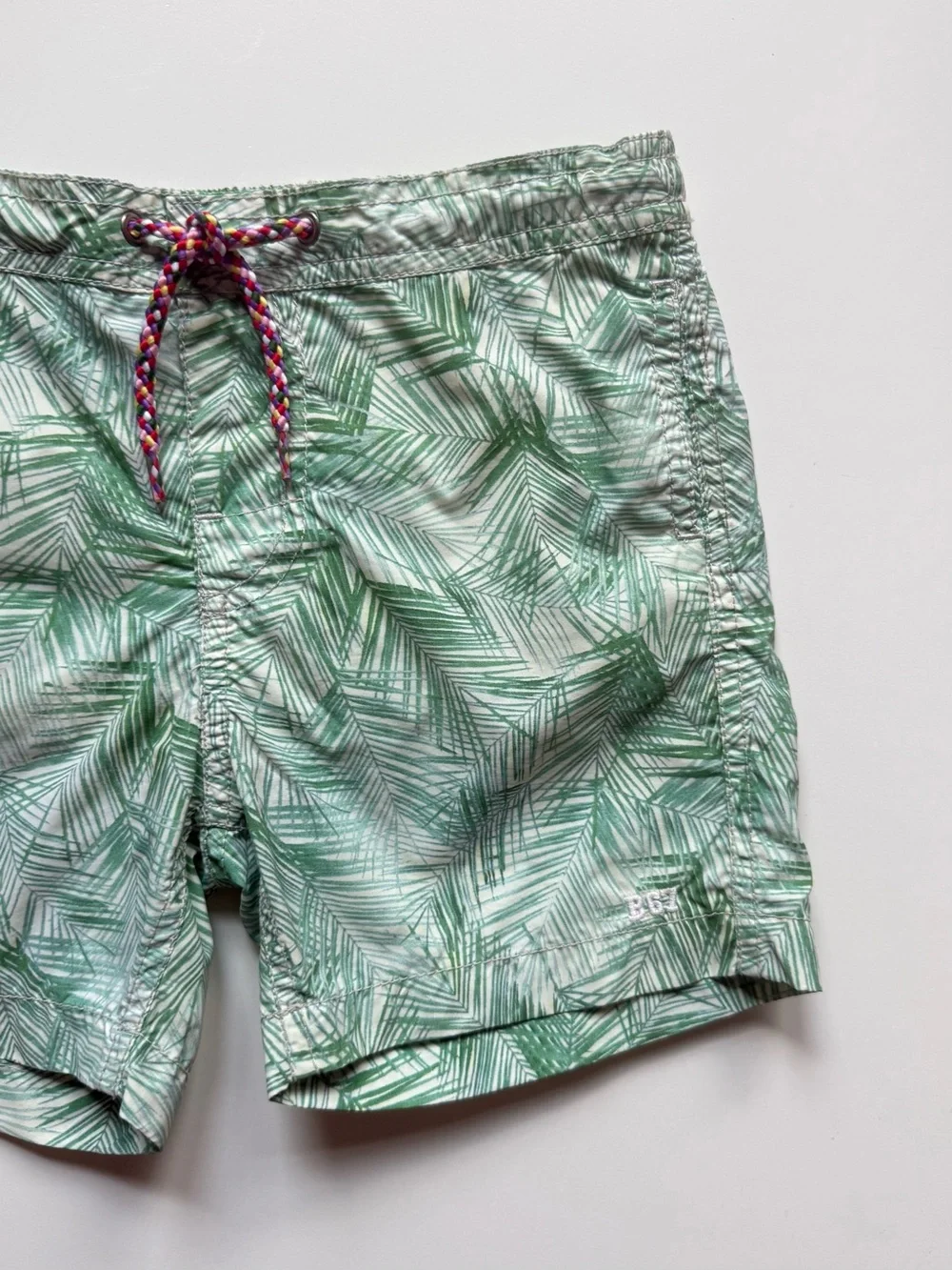 Bonpoint Boys Tropical Palm Print Swim Shorts - Size 6